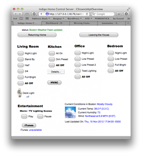 Screen shot of my main HA web server